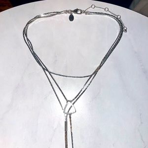 Silver long choker necklace